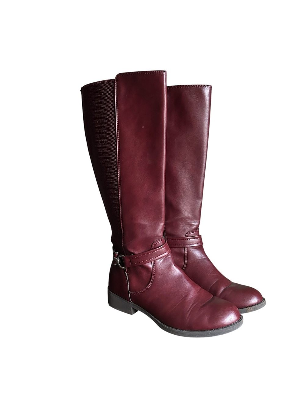 Burgundy Faux Leather Knee High Boots Size 7 EUC